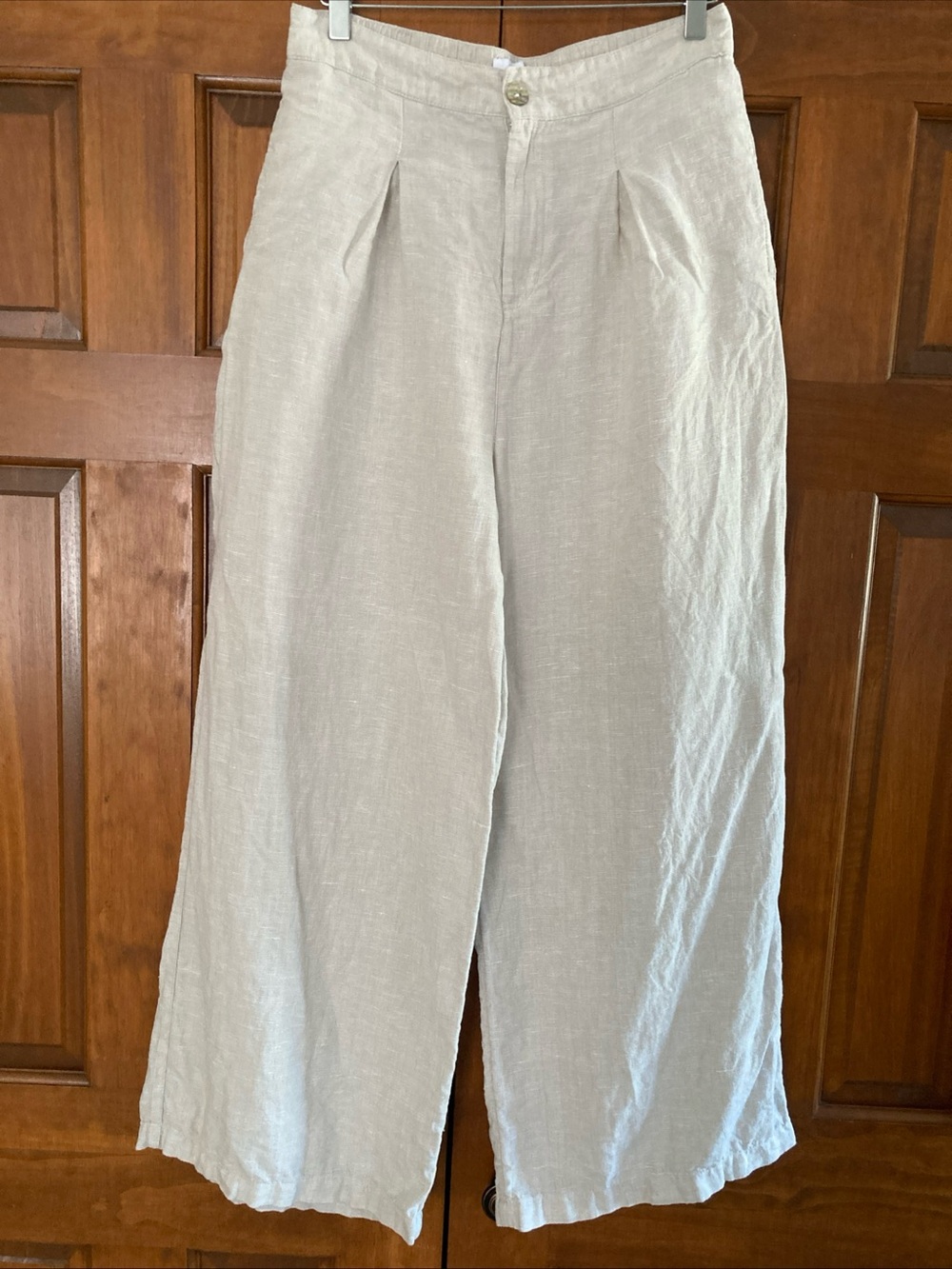 Halston Heritage Beige Linen Trousers wide leg women’s size 10